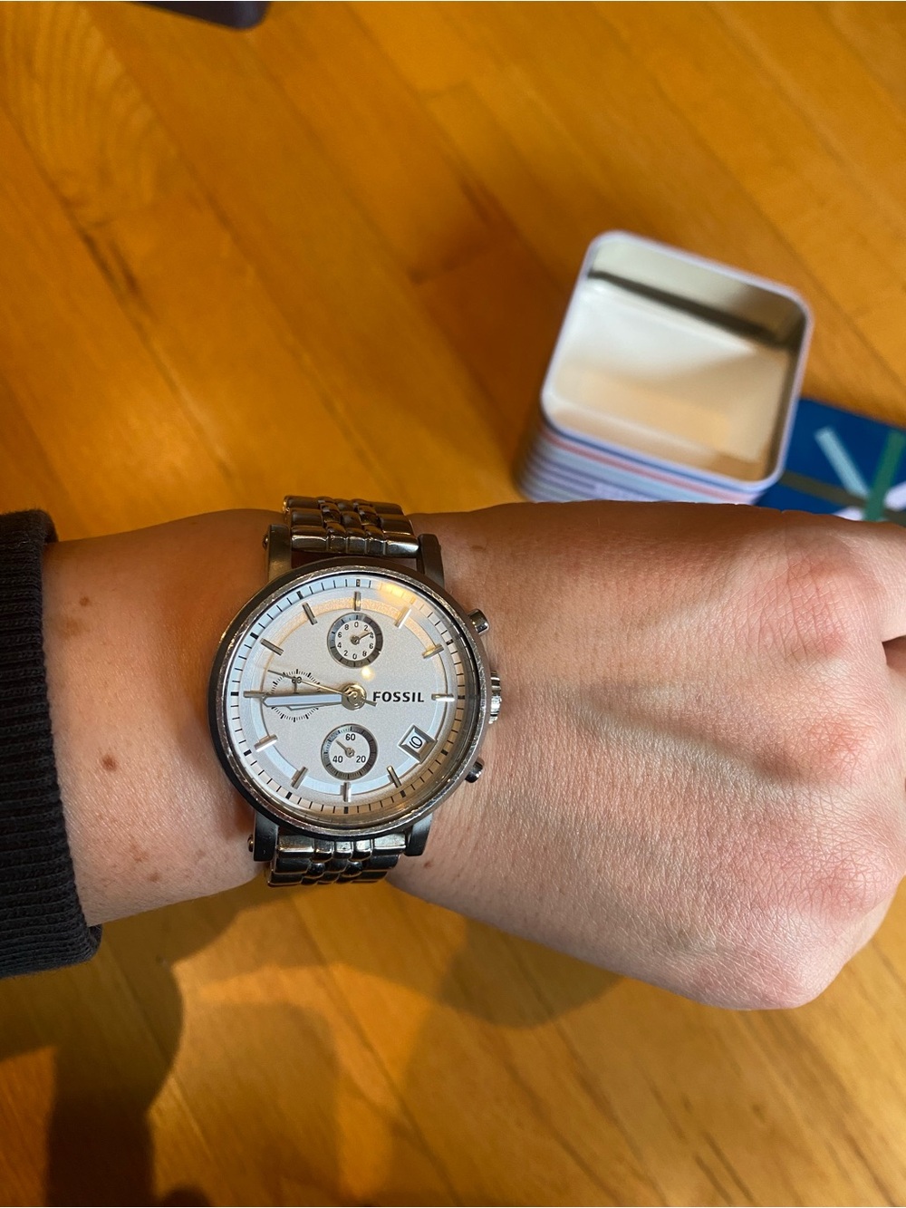 Fossil Silver Stainless Steel Watch with White Dial